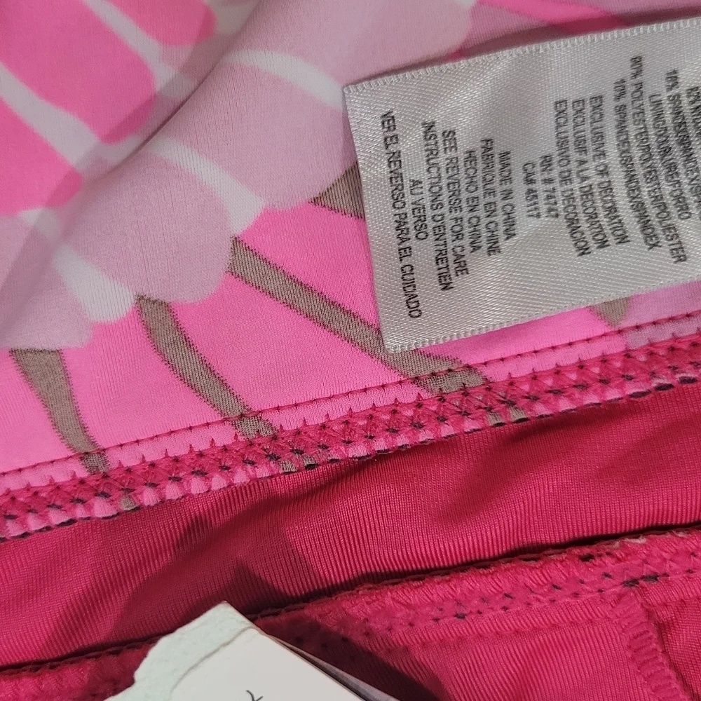 New Free Country XL Pink Tropical Leaf Print Tankini/ Yoga Top Sz 16 - Picture 8 of 9